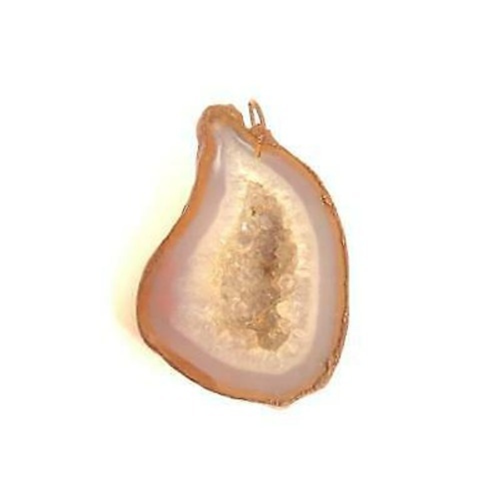Vintage Open Half Geode Gemstone‎ Necklace Pendant*17.4g*1-5/8"